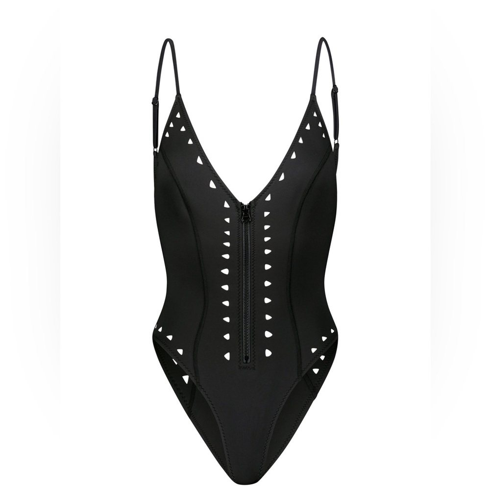 GIGI C black cut out‎ low back one piece neoprene bikini